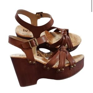 50%off w ❤️ Korks Dawson Wedge Brown Platform Sandals Womens NWOT 11 S35